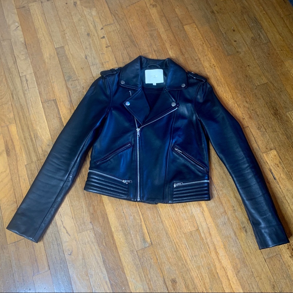 Maje Basalt Leather Jacket, Size 36